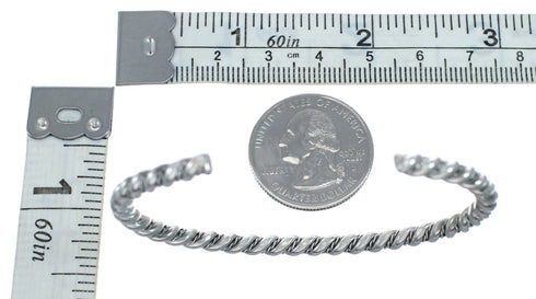 Navajo Genuine Twisted Sterling Silver Cuff Bracelet JX128724